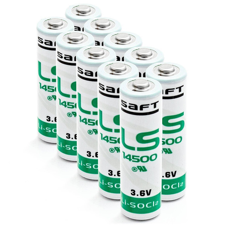 10 x Bateria litowa SAFT LS14500, LS 14500 3,6V 2600mAh Li-SOCl2 AA, SL-360, SL-760, TL-4903, XL-060F, ER6V, ER1505S, SB-11AA