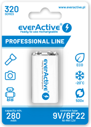 Akumulator everActive 6F22, HR6FA, HR9F, 6AM6, K9V, PP3 9V 320mAh NiMH