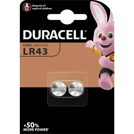 Bateria alkaliczna Duracell LR43, AG12, 186, V12GA, L1142, RW84, D186 1,5V 2B