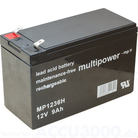 Akumulator MultiPower MP1236H 12V 9Ah AGM bezobsługowy do pracy cyklicznej