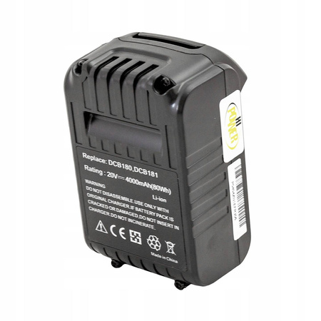 Bateria zamienna DeWalt DCB180, DCB181, DCB182, DCB183, DCB184, DCB185, DCB200, DCB201, DCB203, DCB204, DCB205, DCB206 20V 4.0Ah Li- Ion do elektronarzędzi