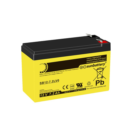 Akumulator SUN Battery SB 12-7,2LV0 Vds 12V 7,2Ah AGM Bezobsługowy