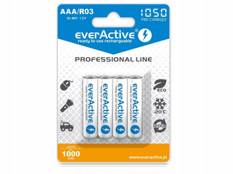 Akumulatorki AAA / R03 everActive NiMH 1,2V 1050 mAh ready to use 4B