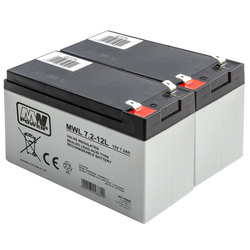 2 x Akumulator MW Power MWL 7,2-12L 12V 7,2Ah AGM do UPS APC Ever Fideltronic Systemu alarmowego