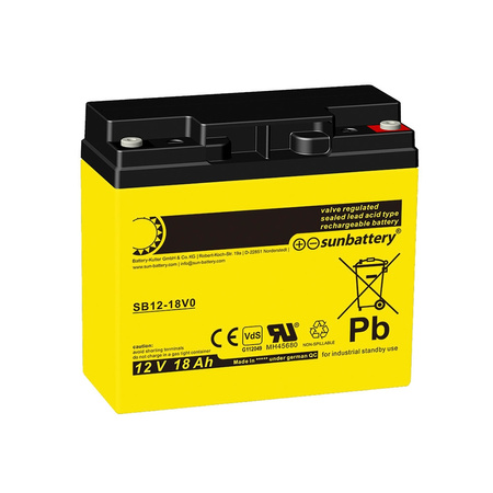 Akumulator SUN Battery SB12-18V0 Vds 12V 18Ah AGM Bezobsługowy