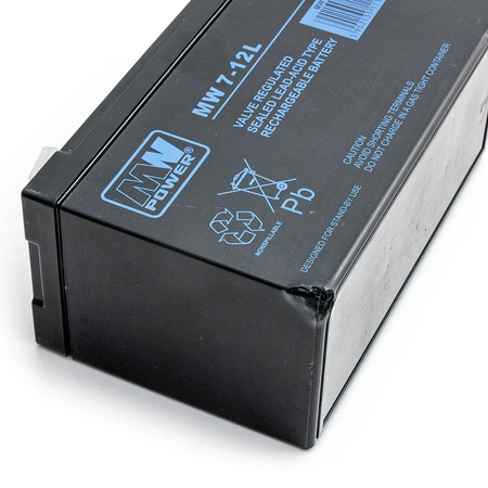 Akumulator MW Power MW 7-12L 12V 7,0 Ah AGM do UPS APC Ever, Fideltronik, Eaton Powerware