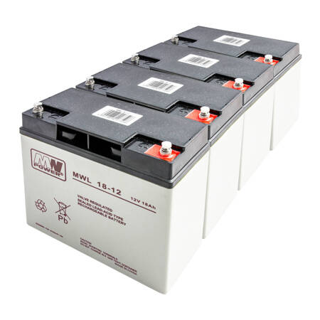 4 x Akumulator MW Power MWL 18-12 12V 18Ah AGM do UPS APC RBC7 Kosiarki Quada Systemu alarmowego