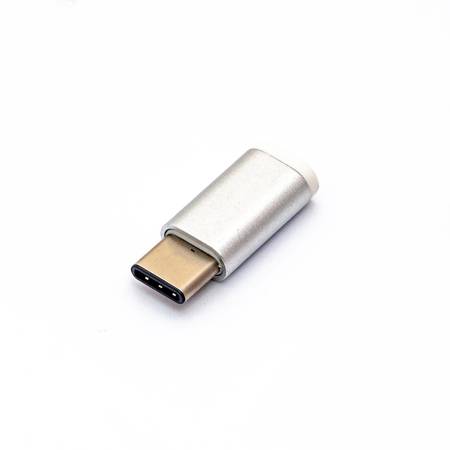 Adapter przejściówka z Micro USB 2.0 na USB Type C (USB-C) biały metalowa obudowa