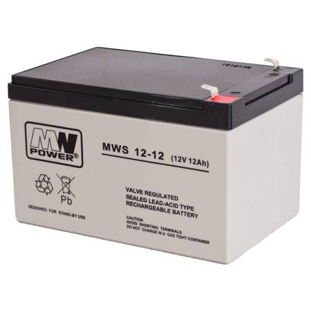 Akumulator AGM MW Power MWS 12-12 12V 12Ah do UPS Alrmu, Zabawki, Roweru, Traktorka