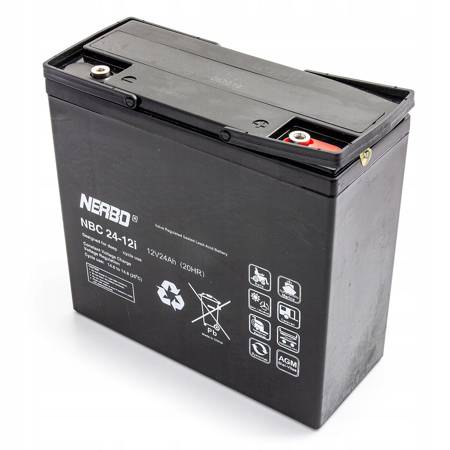 Akumulator NERBO NBC 24-12i 12V 24Ah - AGM bezobsługowy do pracy cyklicznej