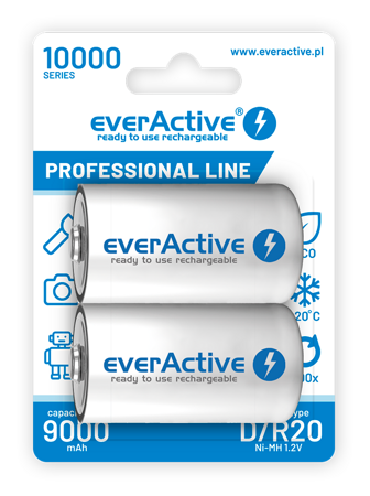 Akumulatorki everActive R20 / D NiMH 1,2V 10000 mAh ready to use 2B