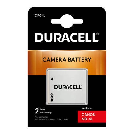 Bateria Duracell DRC4L 3,7V 720mAh Li-Ion - Canon NB-4L do Digital IXUS, IXUS, PowerShot, IXY Digital