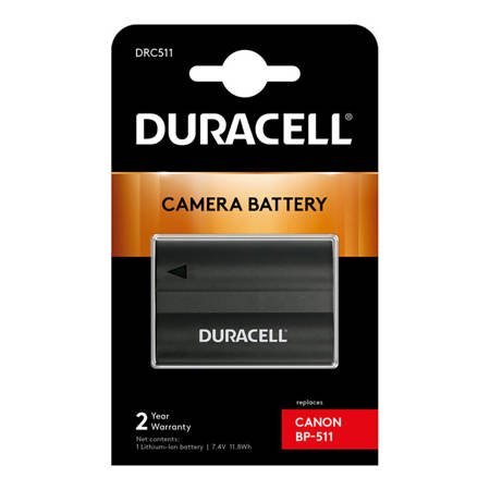 Bateria Duracell DRC511 7,4V 1600mAh Li-Ion - Canon BP-508 / BP-511 / BP-511A / BP-512 / BP-514,